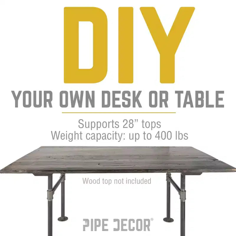 Patas de tubería con brida redonda en H de alta resistencia de Pipe Decor de 1 pulg., para restaurar tableros de mesa de comedor de madera