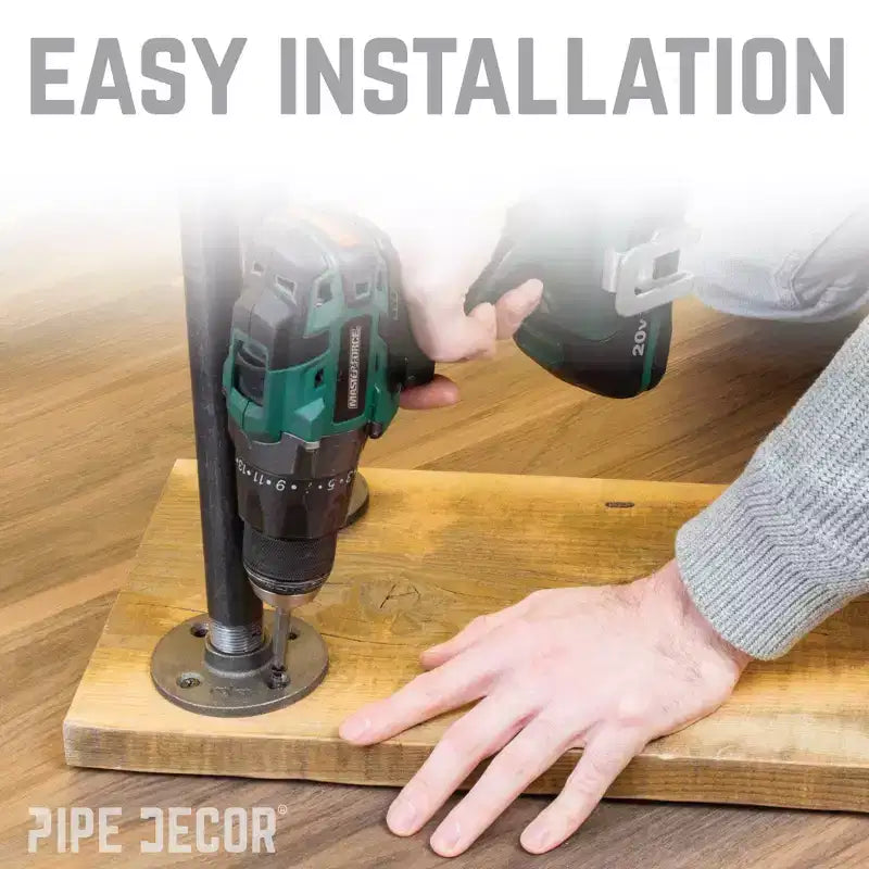 Patas de tubería con brida redonda en H de alta resistencia de Pipe Decor de 1 pulg., para restaurar tableros de mesa de comedor de madera