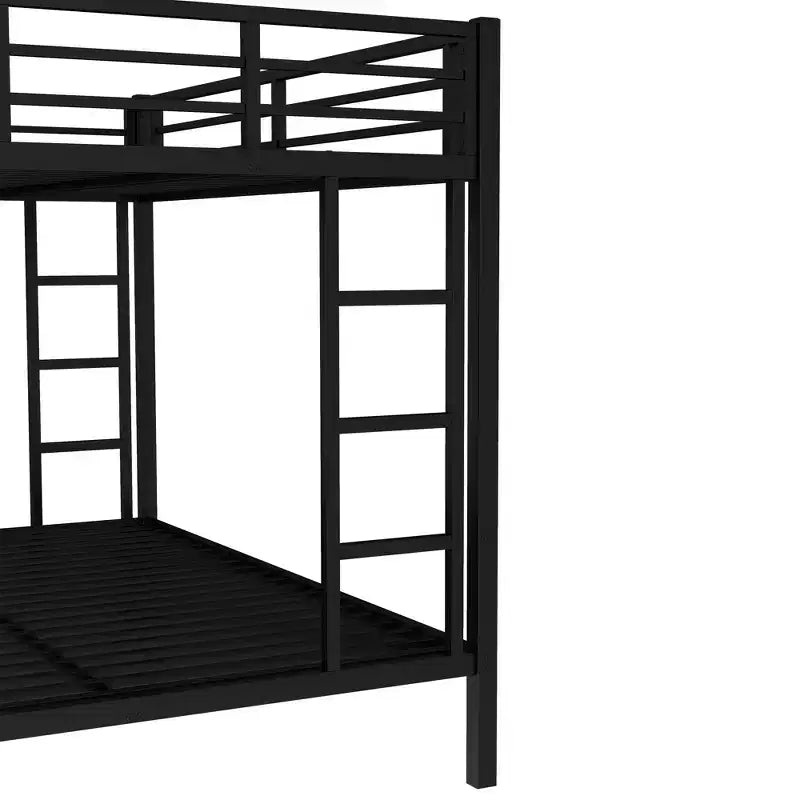 Litera de metal Bellemave Twin XL sobre Queen con nido, estructura de triple cama resistente, escaleras y barandillas, sin ruido, negro