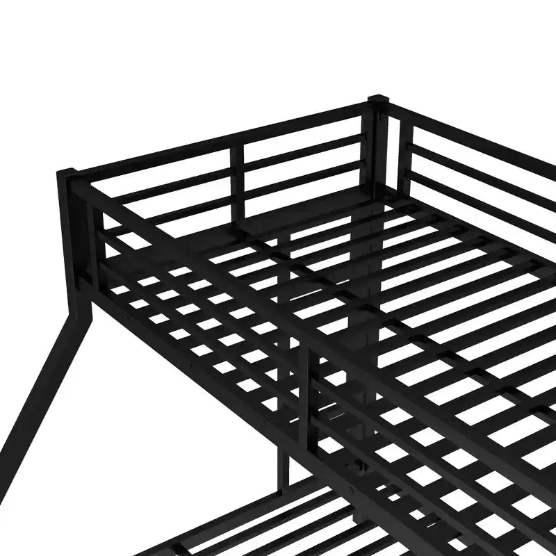 Litera de metal Bellemave Twin XL sobre Queen con nido, estructura de triple cama resistente, escaleras y barandillas, sin ruido, negro