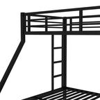 Litera de metal Bellemave Twin XL sobre Queen con nido, estructura de triple cama resistente, escaleras y barandillas, sin ruido, negro