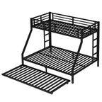 Litera de metal Bellemave Twin XL sobre Queen con nido, estructura de triple cama resistente, escaleras y barandillas, sin ruido, negro