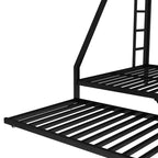 Litera de metal Bellemave Twin XL sobre Queen con nido, estructura de triple cama resistente, escaleras y barandillas, sin ruido, negro