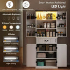 Armario de despensa de cocina con 71 LED, gabinete de almacenamiento estilo casa de campo con estantes en la puerta