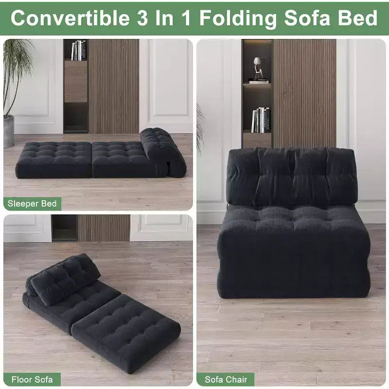 Sofá Cama Plegable, Sofá Cama Futón, Sillón Cama Convertible Futón, Almohada Colchón Plegable con Soporte Lumbar, Sofá Plegable Portátil, Individual