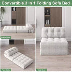 Sofá Cama Plegable, Sofá Cama Futón, Sillón Cama Convertible Futón, Almohada Colchón Plegable con Soporte Lumbar, Sofá Plegable Portátil, Individual