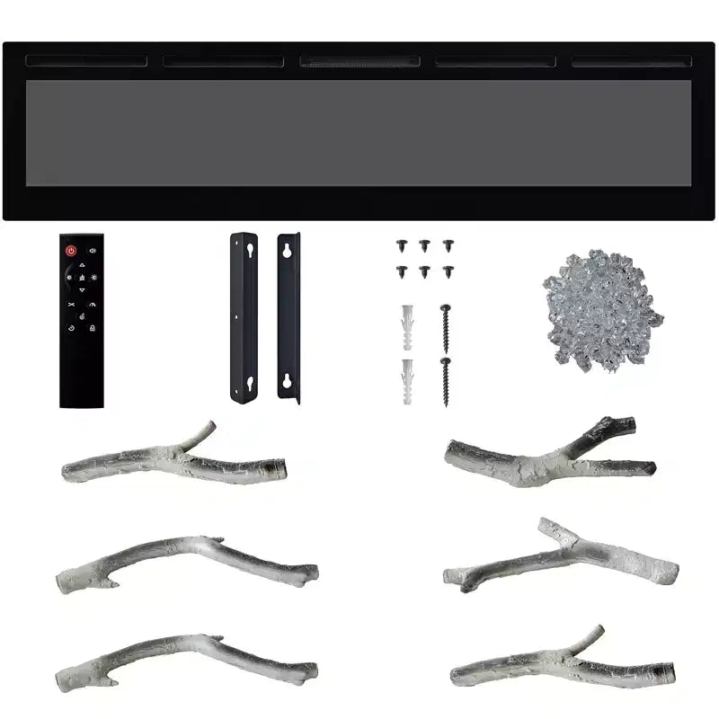 CuisinSmart Chimenea eléctrica empotrable de pared de 72 pulgadas, con 12 colores de llama, doble calefacción de 750w/1500w, chimenea inteligente con control de voz