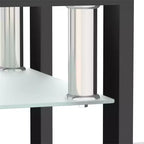 Mesa de centro cuadrada de cristal de 2 niveles con estante de almacenamiento, mesa de té moderna para sala de estar u oficina