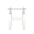 Mesa de centro cuadrada de cristal de 2 niveles con estante de almacenamiento, mesa de té moderna para sala de estar u oficina