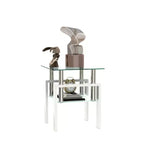 Mesa de centro cuadrada de cristal de 2 niveles con estante de almacenamiento, mesa de té moderna para sala de estar u oficina