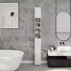 Mueble Alto y Delgado de Almacenamiento para Baño GDFStudio Fayette con Cajón y Estantes Ajustables