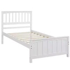 Cama de plataforma de madera maciza tamaño individual, base de cama de madera individual con cabecero para dormitorio