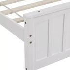 Cama de plataforma de madera maciza tamaño individual, base de cama de madera individual con cabecero para dormitorio