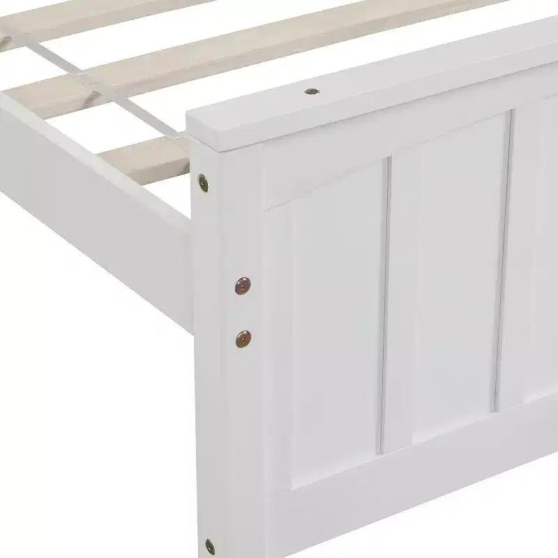 Cama de plataforma de madera maciza tamaño individual, base de cama de madera individual con cabecero para dormitorio