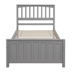Cama de plataforma de madera maciza tamaño individual, base de cama de madera individual con cabecero para dormitorio