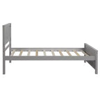 Cama de plataforma de madera maciza tamaño individual, base de cama de madera individual con cabecero para dormitorio