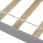 Cama de plataforma de madera maciza tamaño individual, base de cama de madera individual con cabecero para dormitorio