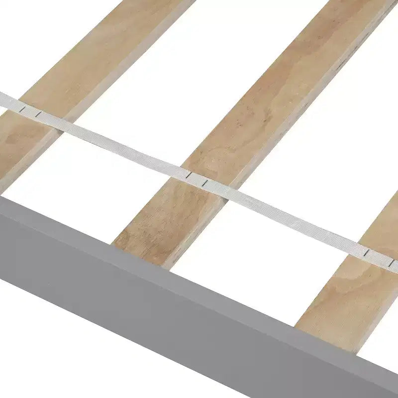 Cama de plataforma de madera maciza tamaño individual, base de cama de madera individual con cabecero para dormitorio