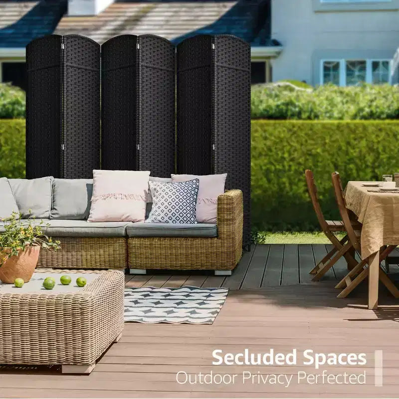 Separadores de ambientes Sorbus extra anchos de doble bisagra y 6 paneles - Biombos plegables de diseño de malla tejida a mano, divisor de pared para separación de ambientes