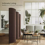 Separadores de ambientes Sorbus extra anchos de doble bisagra y 6 paneles - Biombos plegables de diseño de malla tejida a mano, divisor de pared para separación de ambientes