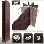 Separadores de ambientes Sorbus extra anchos de doble bisagra y 6 paneles - Biombos plegables de diseño de malla tejida a mano, divisor de pared para separación de ambientes