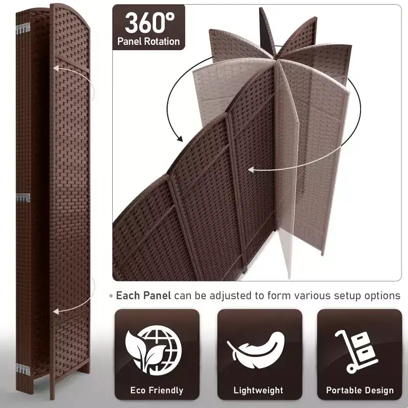 Separadores de ambientes Sorbus extra anchos de doble bisagra y 6 paneles - Biombos plegables de diseño de malla tejida a mano, divisor de pared para separación de ambientes