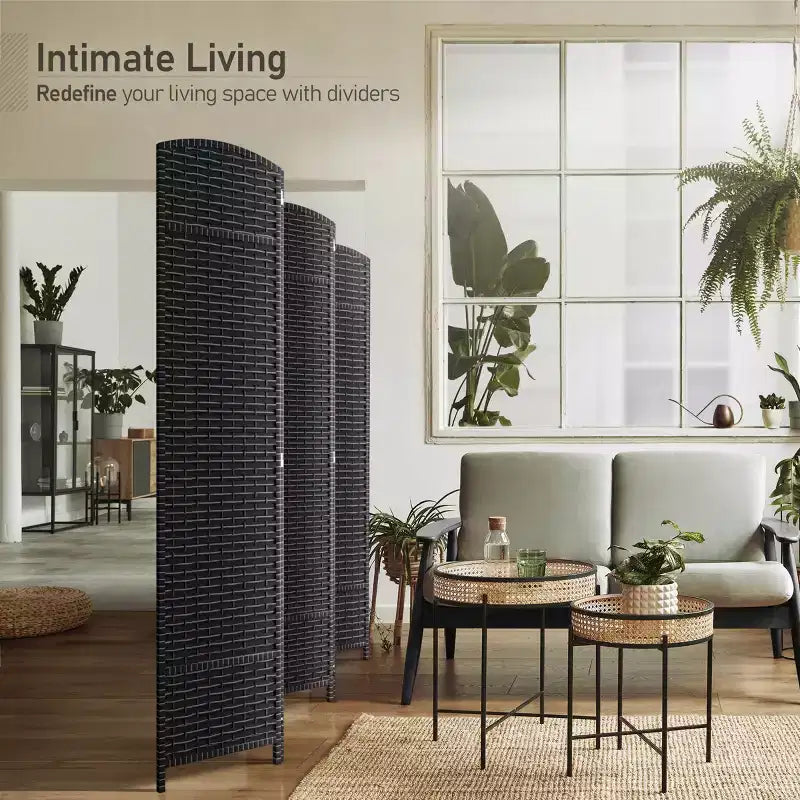 Separadores de ambientes Sorbus extra anchos de doble bisagra y 6 paneles - Biombos plegables de diseño de malla tejida a mano, divisor de pared para separación de ambientes