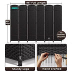 Separadores de ambientes Sorbus extra anchos de doble bisagra y 6 paneles - Biombos plegables de diseño de malla tejida a mano, divisor de pared para separación de ambientes