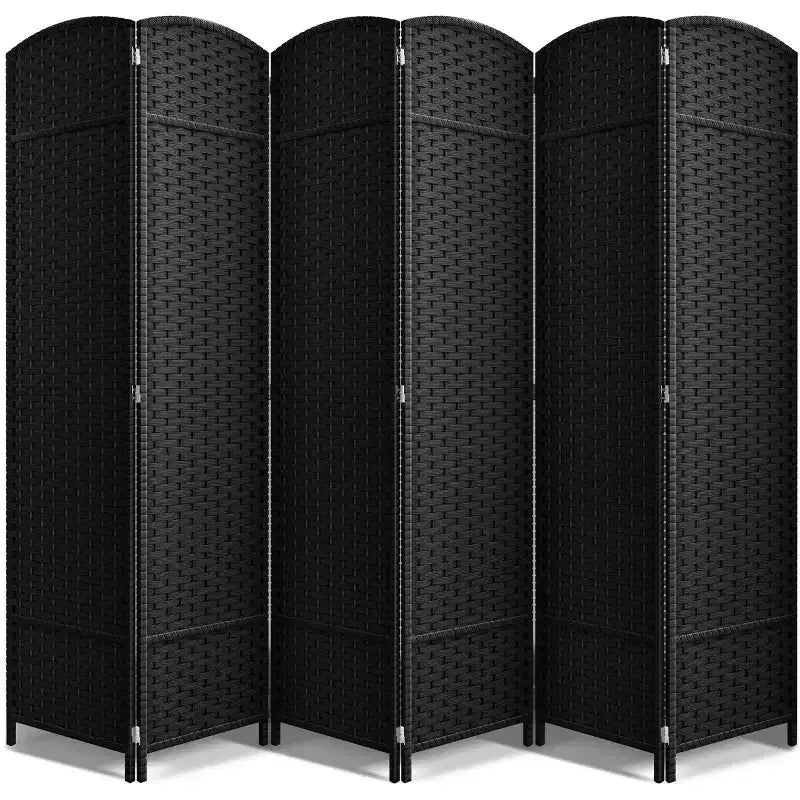 Separadores de ambientes Sorbus extra anchos de doble bisagra y 6 paneles - Biombos plegables de diseño de malla tejida a mano, divisor de pared para separación de ambientes