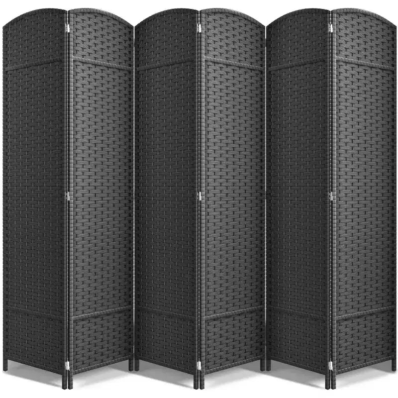 Separadores de ambientes Sorbus extra anchos de doble bisagra y 6 paneles - Biombos plegables de diseño de malla tejida a mano, divisor de pared para separación de ambientes