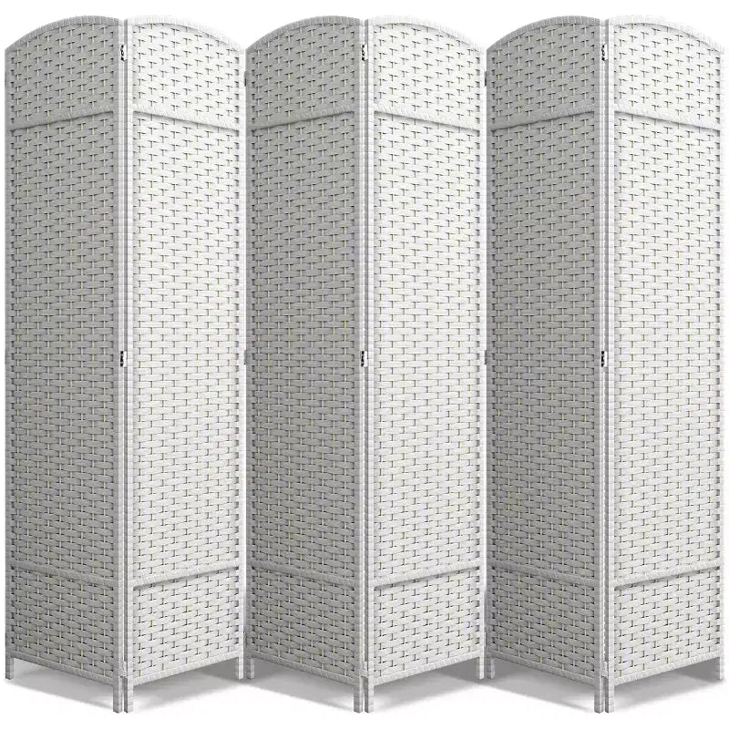 Separadores de ambientes Sorbus extra anchos de doble bisagra y 6 paneles - Biombos plegables de diseño de malla tejida a mano, divisor de pared para separación de ambientes