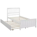 Plataforma doble con nido, estructura de cama de madera con cabecero y pie de cama para dormitorio