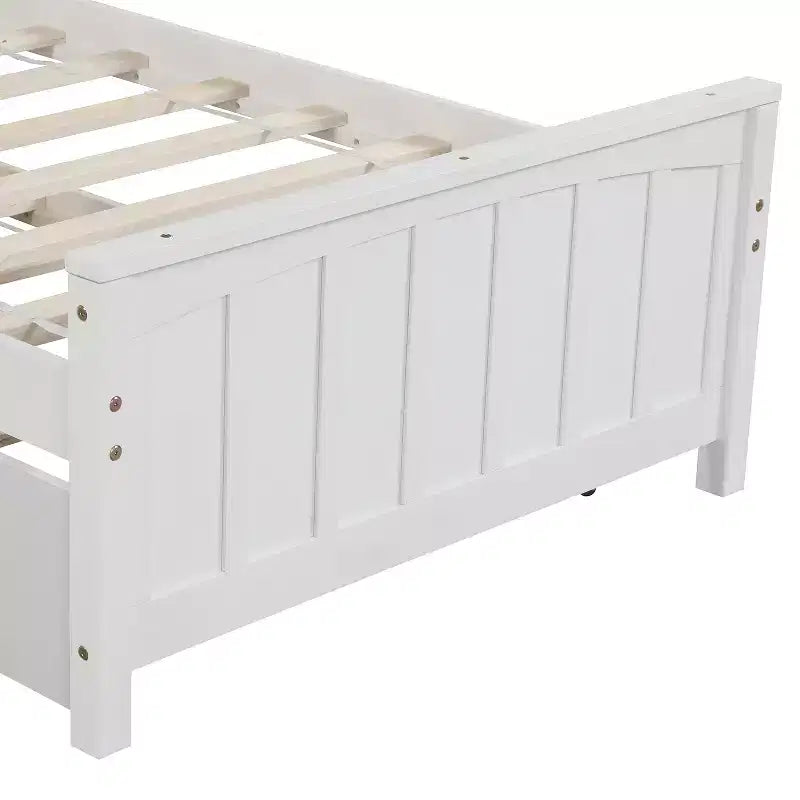 Plataforma doble con nido, estructura de cama de madera con cabecero y pie de cama para dormitorio