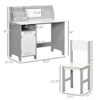Juego de escritorio y silla Whisen para niños y niños pequeños, escritorio de estudio para niños, muebles infantiles con pizarra blanca - Gris