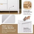Aparador Clihome con diseño ondulado - 3 estantes ajustables, 3 cajones y puertas de cierre suave, mesa consola de almacenamiento con tiradores de metal