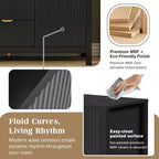 Aparador Clihome con diseño ondulado - 3 estantes ajustables, 3 cajones y puertas de cierre suave, mesa consola de almacenamiento con tiradores de metal