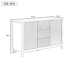 Aparador Clihome con diseño ondulado - 3 estantes ajustables, 3 cajones y puertas de cierre suave, mesa consola de almacenamiento con tiradores de metal