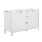 Aparador Clihome con diseño ondulado - 3 estantes ajustables, 3 cajones y puertas de cierre suave, mesa consola de almacenamiento con tiradores de metal