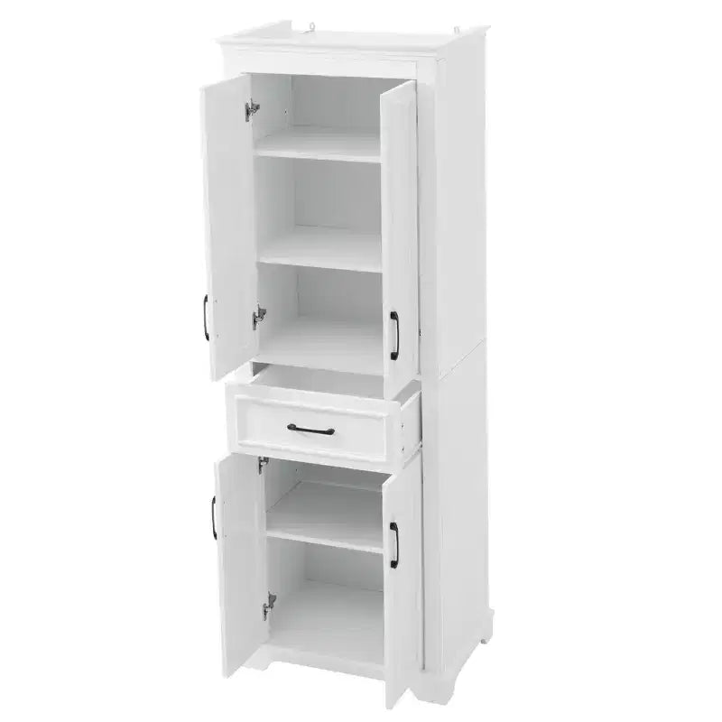 Armario de almacenamiento de baño independiente con cajón, estantes ajustables, puertas con bisagras amortiguadas, acabado pintado duradero, blanco - ModernLuxe