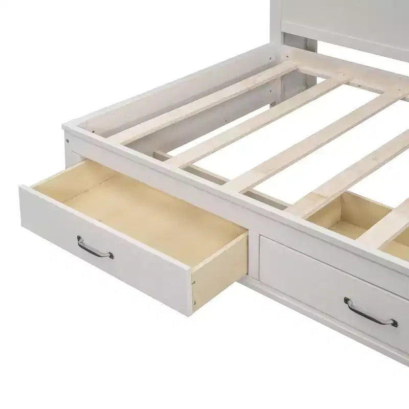Cama nido con 3 cajones de almacenamiento y tomas de corriente y puertos USB, estructura de madera con tablero superior blando para dormitorio de invitados, blanco