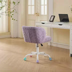 Silla de oficina MAYEERTY de pelo de conejo artificial - Base de metal, giratoria ajustable, silla de tocador, violeta