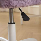 Silla de oficina MAYEERTY de pelo de conejo artificial - Base de metal, giratoria ajustable, silla de tocador, violeta
