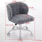 Silla de oficina MAYEERTY de pelo de conejo artificial - Base de metal, giratoria ajustable, silla de tocador, violeta