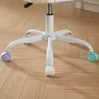 Silla de oficina MAYEERTY de pelo de conejo artificial - Base de metal, giratoria ajustable, silla de tocador, violeta