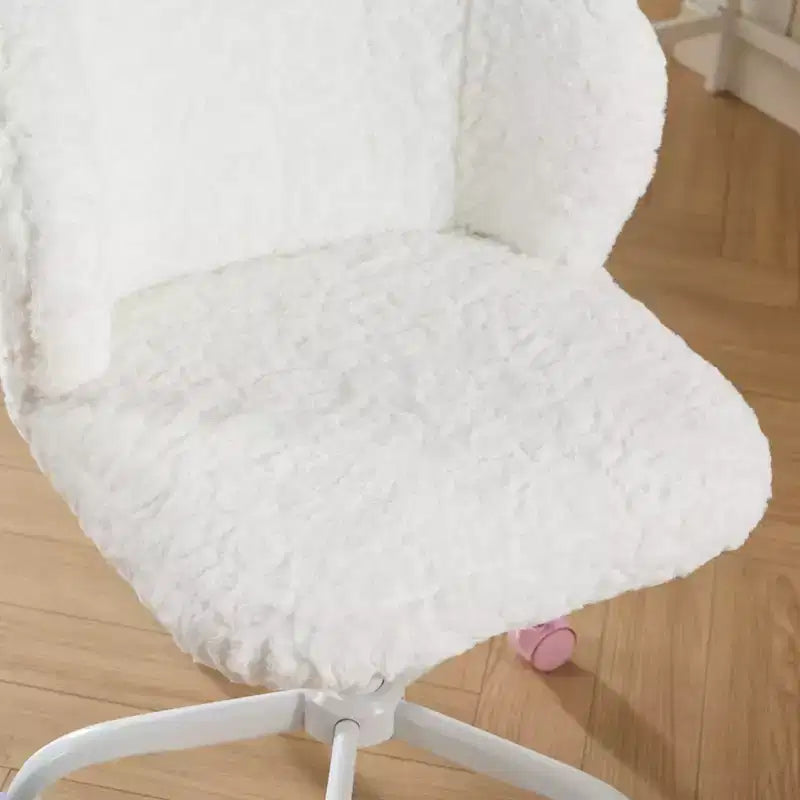 Silla de oficina MAYEERTY de pelo de conejo artificial - Base de metal, giratoria ajustable, silla de tocador, violeta
