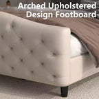 Base de cama Queen con cabecero y piecero, cama de plataforma tapizada en terciopelo con diseño de ala, no necesita somier, capacidad de 800 lb