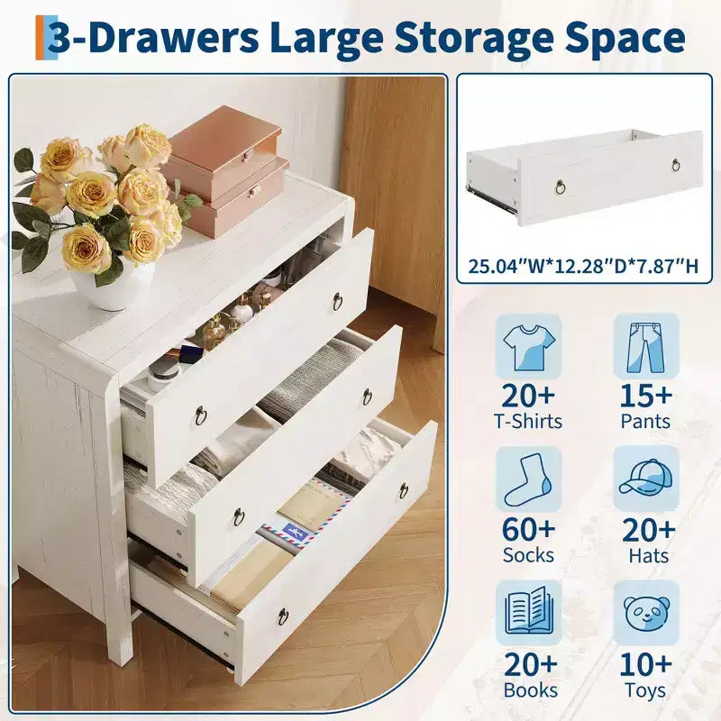 Cómoda de 3/5 Cajones GustoWave para Dormitorio, Cómoda Alta de 77 cm con Cajones Grandes, Cajonera de Almacenamiento de Madera para Sala de Estar, Pasillo
