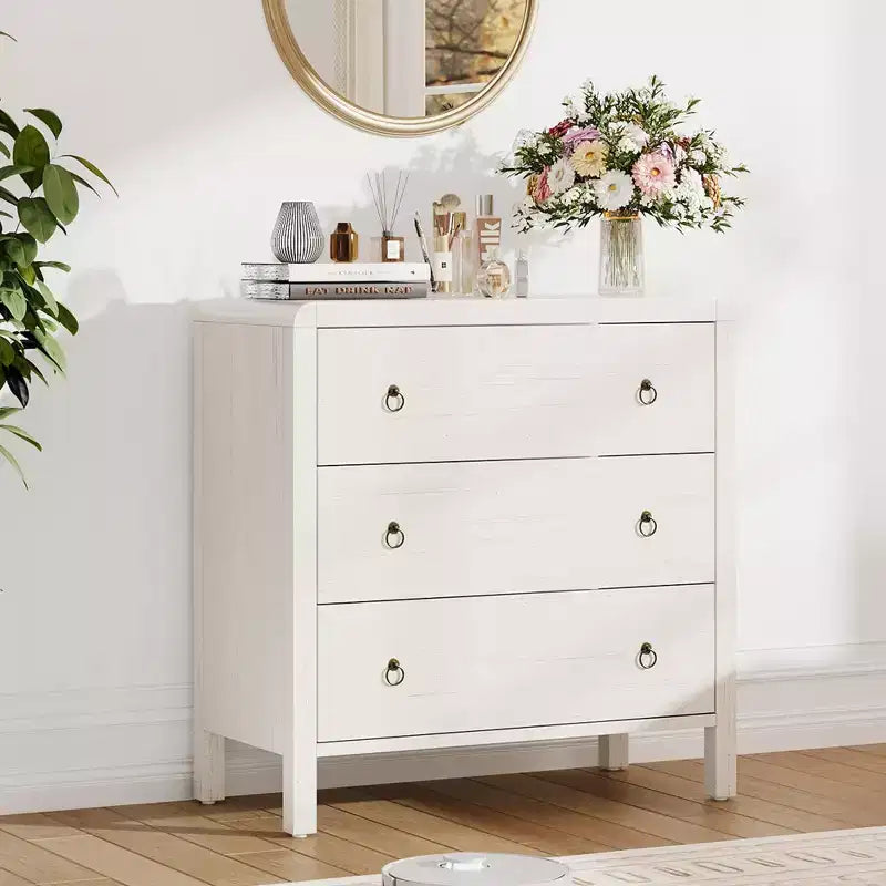 Cómoda de 3/5 Cajones GustoWave para Dormitorio, Cómoda Alta de 77 cm con Cajones Grandes, Cajonera de Almacenamiento de Madera para Sala de Estar, Pasillo