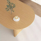 PexFix 79 Mesa de comedor ovalada para 6-8, mesa de cocina de madera con superficie resistente a los arañazos y patas a rayas, estilo rústico moderno para sala de estar o cocina, color natural