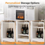 Mueble TV para Chimenea VINGLI de hasta 70 Pulgadas, Centro de Entretenimiento Moderno Francés con Calefactor Eléctrico y Patas Curvas